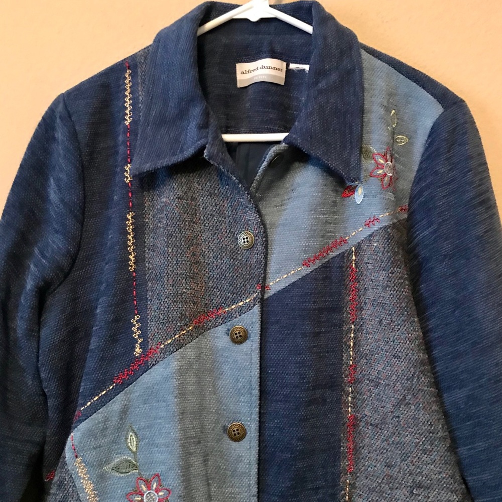 Alfred Dunner Blue Patchwork Blazer - image 2